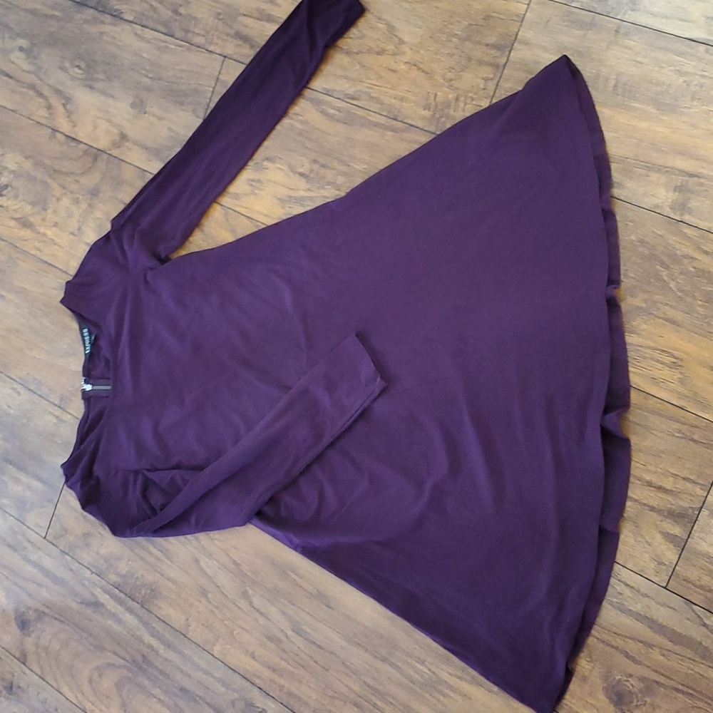 Express Plum Purple Long Sleeve Fit & Flare Dress Small